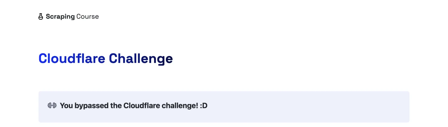 Тестовая страница Cloudflare managed challenge сообщает, что проверка пройдена
