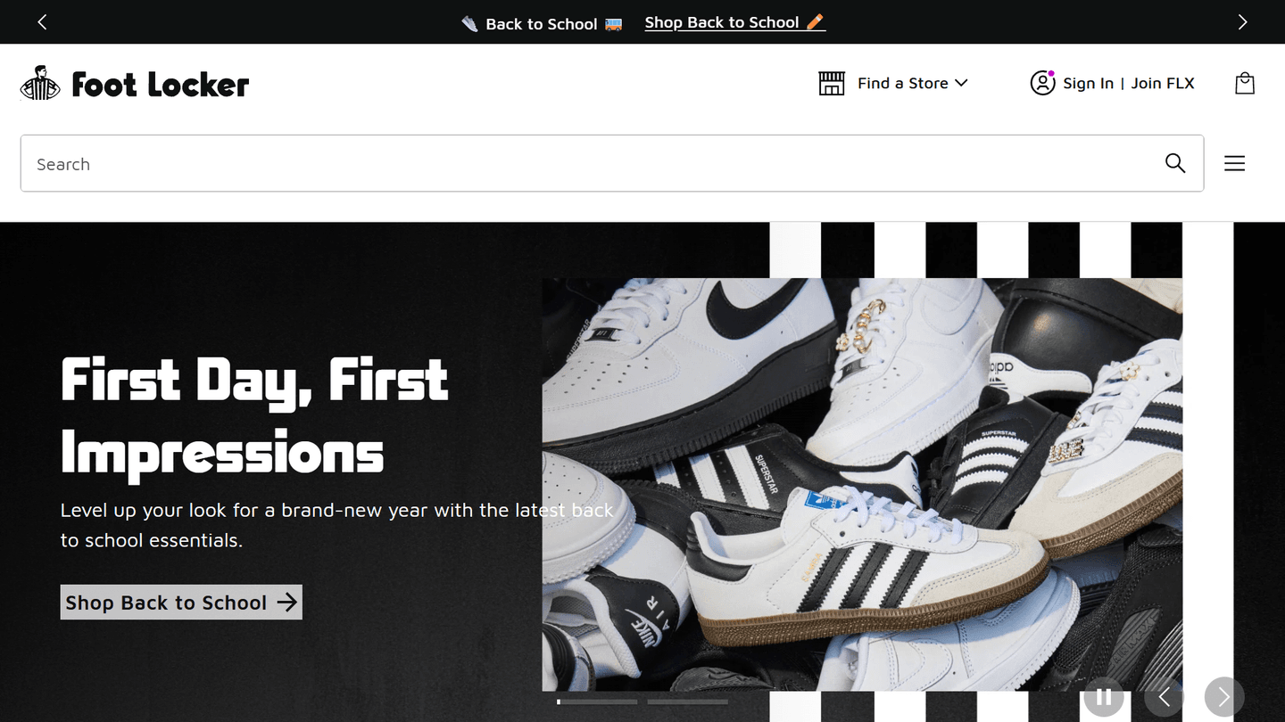 footlocker.com, protected by Kasada, after the proof-of-work challenge was solved in-browser and the real storefront loaded